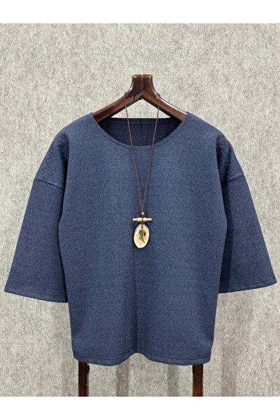 FıttingRoom قصة فضفاضة قماش قابل للتمدد تي شيرت فاكير كول إنديجو