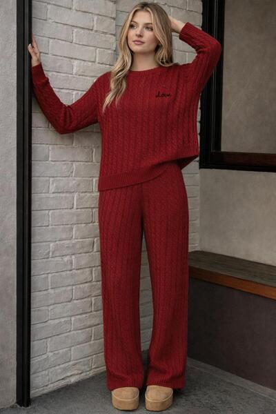 TOFAN TRİKO Oversize Set with Knitting Details