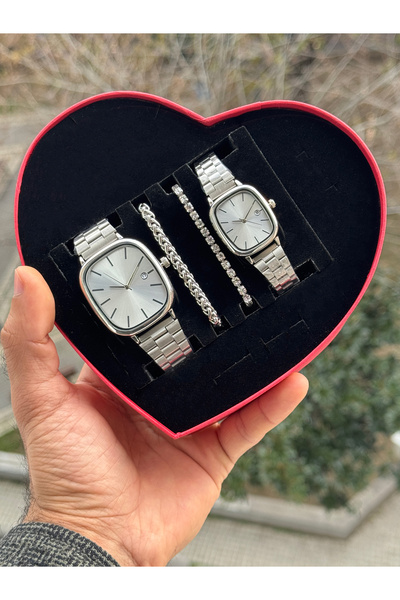 Tulpar Trendy Model Lover Couple Wristwatch Set with Calendar Function in a S...