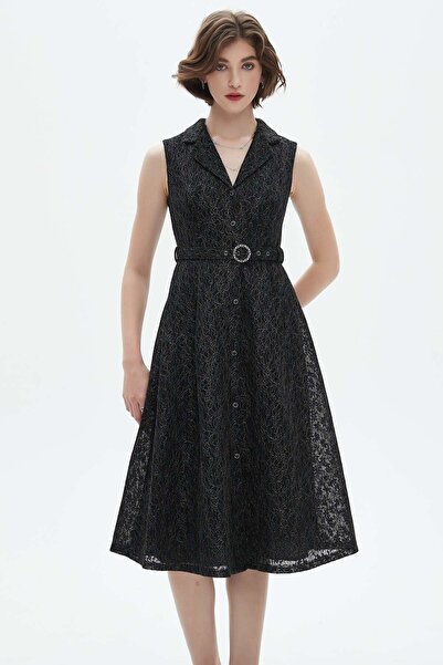 Nichii Cream Floral Knee-Length Belted Dress