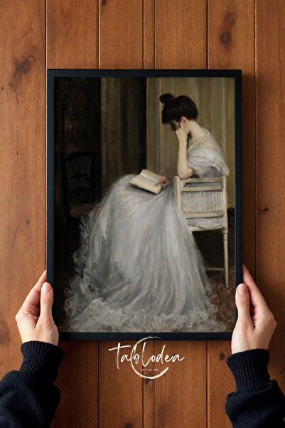 tablodea Pictură cu femeie care citește o carte artistică de epocă, stil clas...