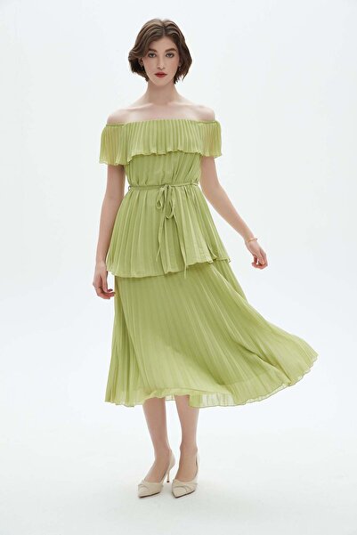 Nichii Purple Plain Midi Belted Dress