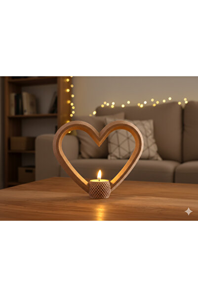 dskatman 3D Tasarım Kalp Formlu Dekoratif Tealight Mumluk - Sevgiliye Hediye