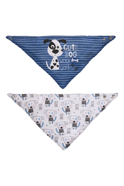 OEM Cotton scarf bibs, one white and one with blue stripes, with a "Printed .