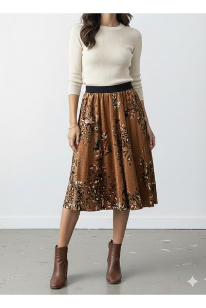 Larida Floral Velvet Skirt