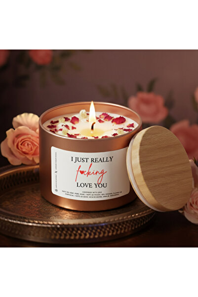 BUNILU Lumanare parfumata , mesaj iubire, borcan metalic, parfum floral