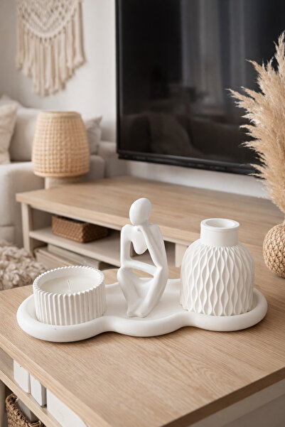 Mumperya El Yapımı Bohem Dekoratif 3’lü Set | Mumluk, Biblo ve Vazo – Salon &...