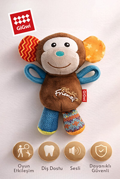Gigwi Plush Friendz Sesli Maymun Peluş Köpek Oyuncağı - Küçük Irk