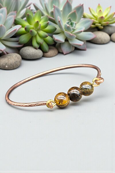 NBS Beautiful Naturel Stones Tiger's Eye Copper Handcrafted Natural Stone Bra...