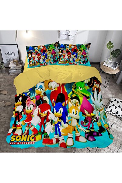 SAREL Kirpi Sonic Baskılı 3D Çift Kişilik Nevresim Takımı