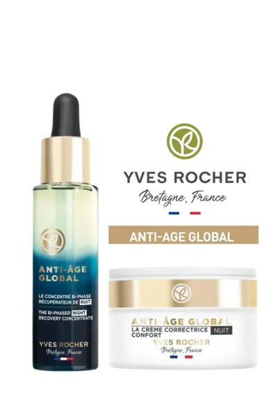 Yves Rocher Gece Nemlendirici Rutin Seti Yenileyici Yaşlanma Karşıtı Serum + ...