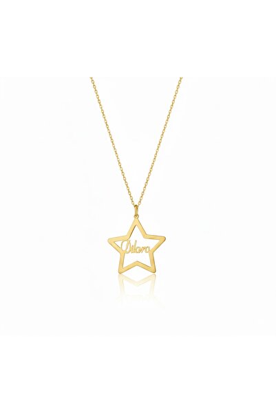 Silwera Kişiye Özel Yıldız Desenli 925 Ayar Gümüş Kolye