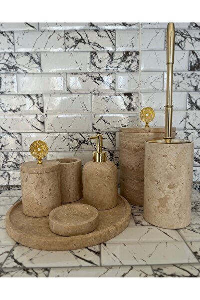 SAMM MARBLE Mermer banyo seti Traverten