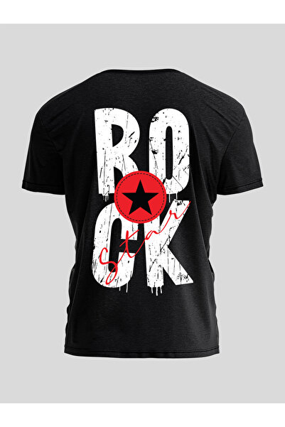 Gadali Unisex Oversize μπλουζάκι με στάμπα ROCK STAR, καθημερινό κοντομάνικο ...