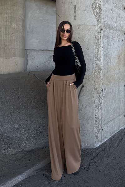 bacc Camel Pile Detailed Spanish Ultra Soft Fabric Trousers Bcdf-25P0002