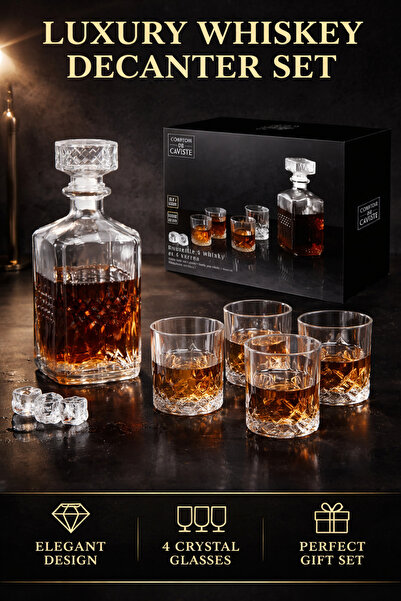 Cook Concept Whisky Glass Set with Decanter and 4 Glasses, 940 ml Decanter, 2...