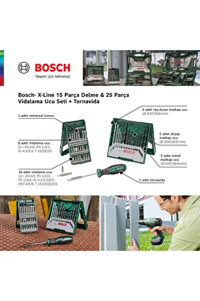 Bosch GSB 185 Li Akülü Vidalama Darbeli Kömürsüz Şarjlı Matkap 18 Volt Tek Akü (64 Parça Uç Seti Hediye)