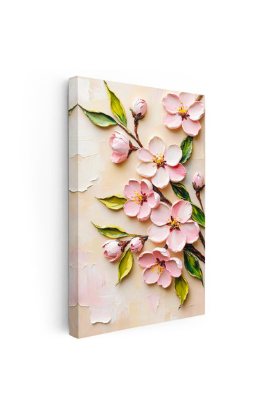 Tablofest Dikey Kanvas Tablo Palet Bıçağı Teknikli Çiçekler Çiçek Tablosu Ev ...