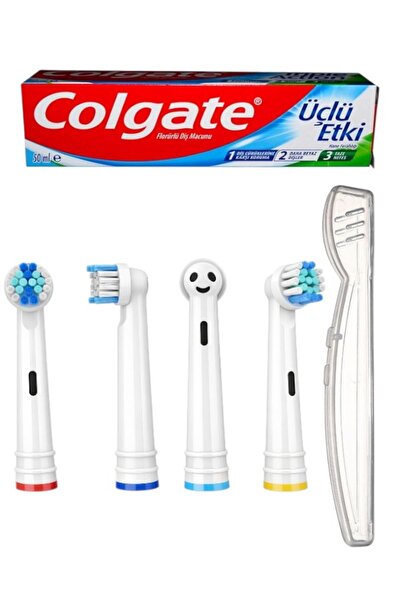 Colgate Üçlü Etki + Oral B Uyumlu Diş Fırçacı Yedek Başlık 4 Adet + Hijyen Kabı