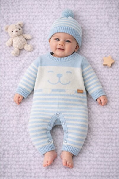 HANNA Salopetă tricotată cu caciulita Uluda cu dungi