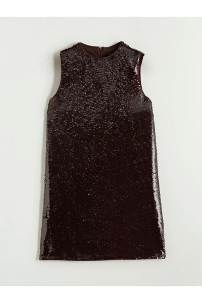 LC Waikiki Crew Neck Sequined Mini Dress