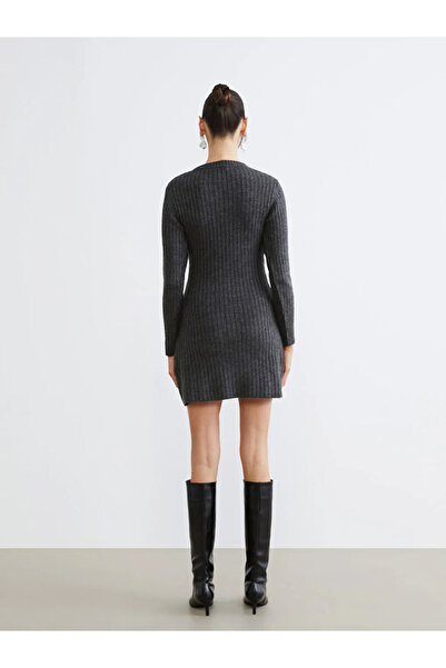 LC Waikiki Crew Neck Peplum Mini Knit Dress