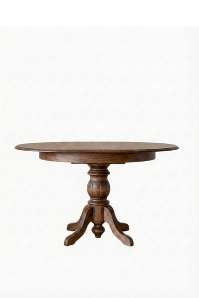Woodenbend Meva Ceviz Rengi Yuvarlak 100 cm Ahşap Açılır Yemek Masası Takımı – 4 Sandalyeli Modern İskandinav