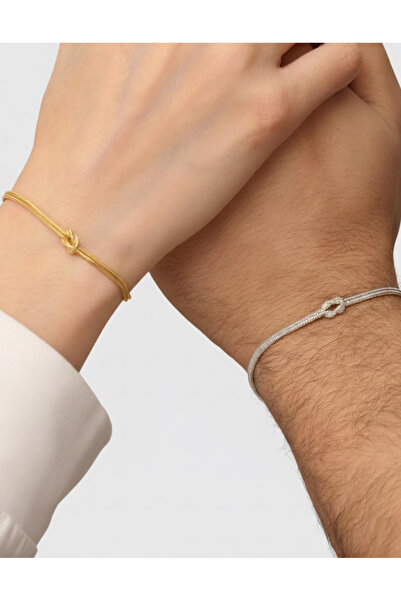 MSMODAM SILVER Aşk Düğümü Gümüş Bileklik 14 Ayar Altın Kaplama