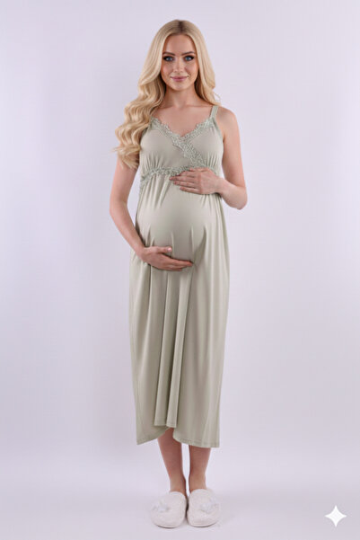 Lohussa New Season Green Strappy Summer Special Design Lace Detailed 100% Cot...