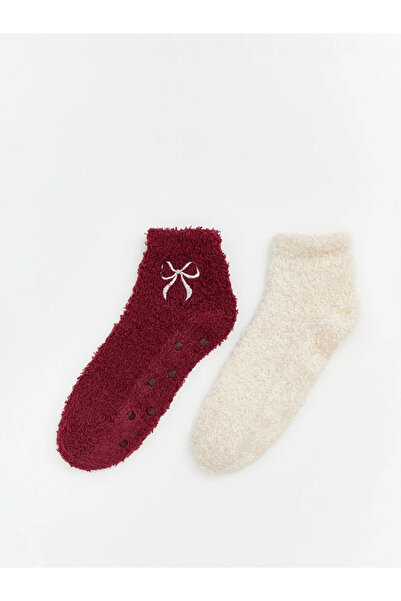 LC Waikiki Embroidered Non-Slip Sole Women's Home Socks 2-Pack