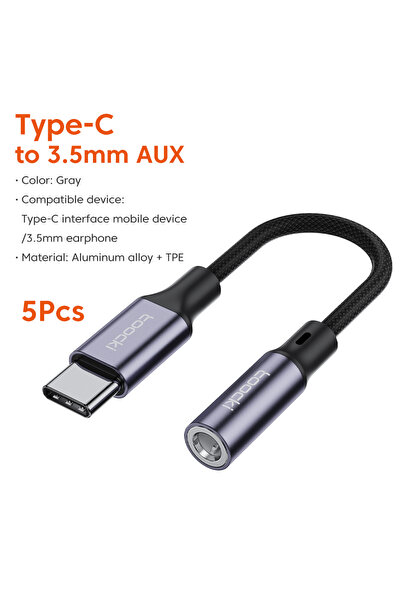 Toocki محول سماعات أذن USB نوع C إلى جاك 3.5 ملم، 5 قطع، محول صوت AUX من USB ...