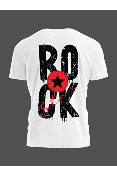 Gadali Unisex Oversize μπλουζάκι με στάμπα ROCK STAR, καθημερινό κοντομάνικο ...