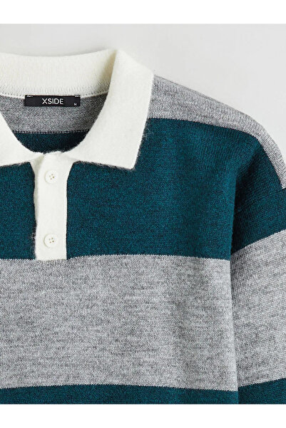 LC Waikiki Polo Neck Striped Men's Knitwear Sweater