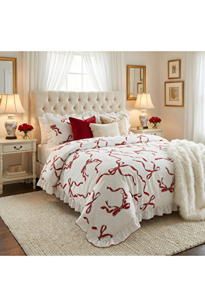 SHome Premium Quality 100% Cotton Ruffled Double Duvet Cover Set 200X220 cm –...