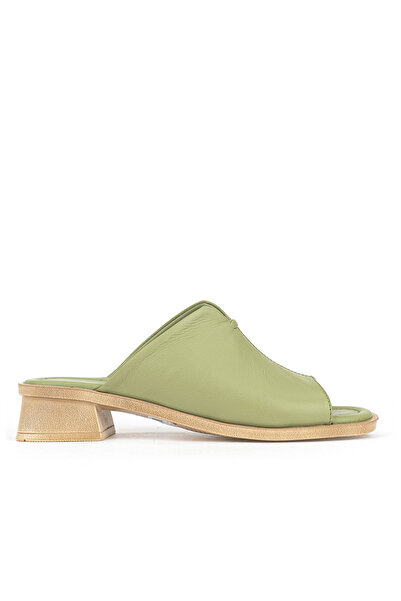 Ziya , Women's Genuine Leather Heeled Slippers 1611020Z6189 Green