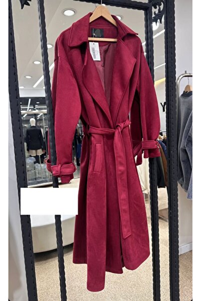 MODAGK Long Velvet Coat with Belt