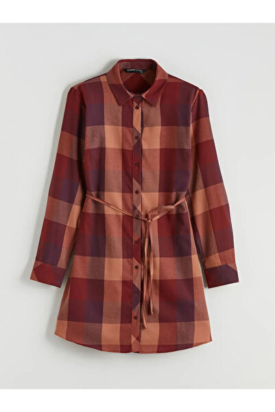 LC Waikiki Дамска туника с колан и тартанова карирана риза