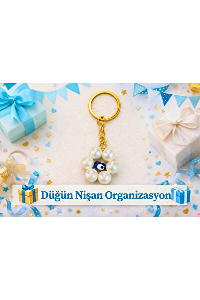 Crystal Atelier 10 Pieces of Evil Eye Beaded Keychain with Pearl Detail – Wed...