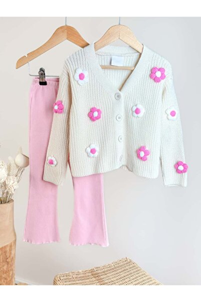 Pinkitokids Set pentru fetiță cu cardigan și jambiere cu detalii din tricot m...