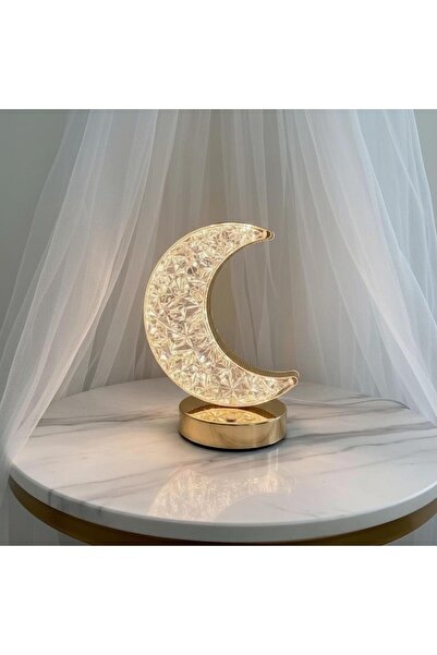 Partini Renklendir LED Dokunmatik Metal Masa Lambası Ay Şeklinde