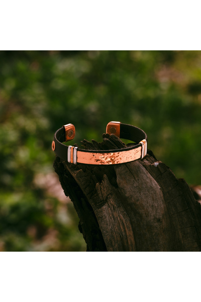 ARANA Copper and synthetic leather bracelet BlackLeather