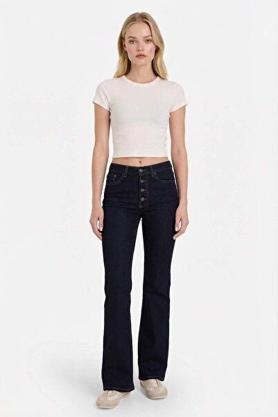 DeFacto Mia Flare Fit Normal Waist Straight Leg Long Jean Pants F9602Ax26Sp