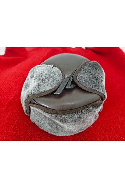 hoaryage Erkek %100 Deri Pilot Şapka, Kalpak, Kar Şapkası Rus Askeri Modeli