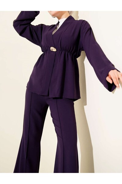 Burcia طقم مكون من قطعتين مع إكسسوارات ذهبية وحزام خصر مطاطي