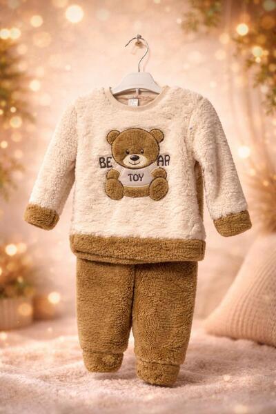 Peluş Nakışlı Kışlık Bebek Takımı