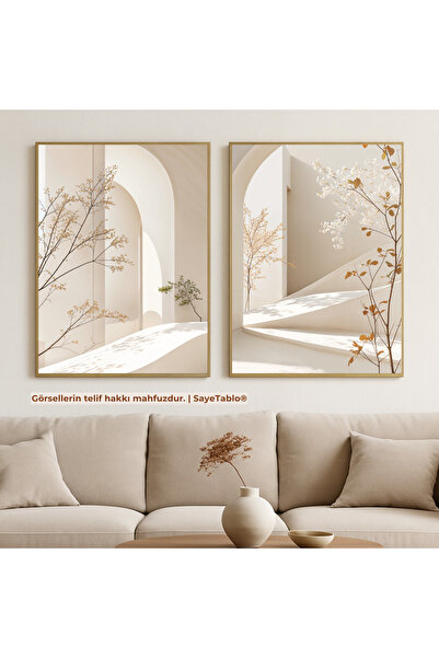 sayetablo Modern İskandinav - Gerçek Cama Baskılı Gold Alüminyum Metal Çerçev...