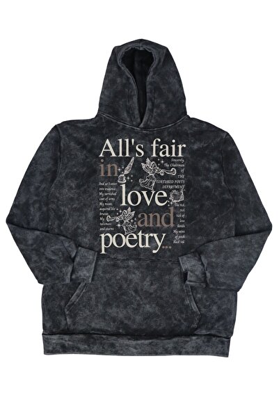 Fuddy Moda سويت شيرت للجنسين قصة فضفاضة All's Fair In Love And Poetry مطبوع ب...