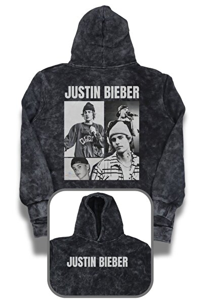Fuddy Moda Unisex φούτερ με στάμπα στην πλάτη Justin Bieber, με ρετρό κουκούλ...