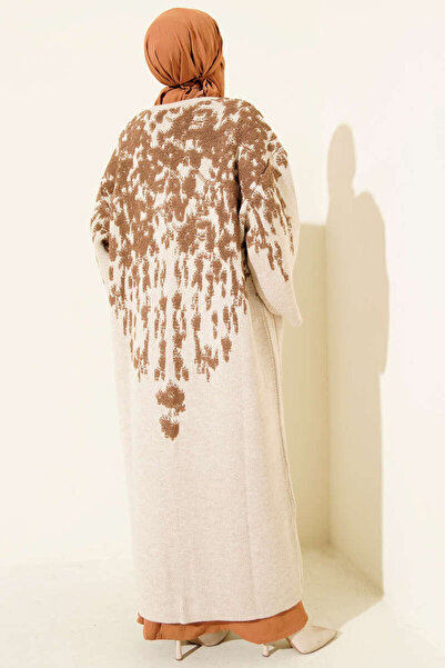 Burcia Embossed Patterned Knitwear Long Cardigan