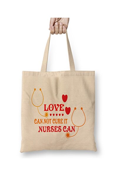 Toyaso Valentine's Day Gift for Lover Nurse White Cloth Bag Long Handle Shopp...